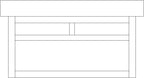 Line drawing of a rectangular table with a central cutout
