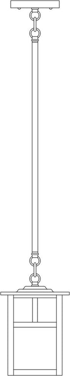 Line drawing of a hanging lantern with a stem hung mount. 