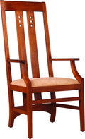 Wooden chair with woven seat on a white background