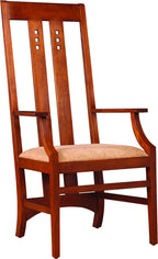 Wooden chair with woven seat on a white background