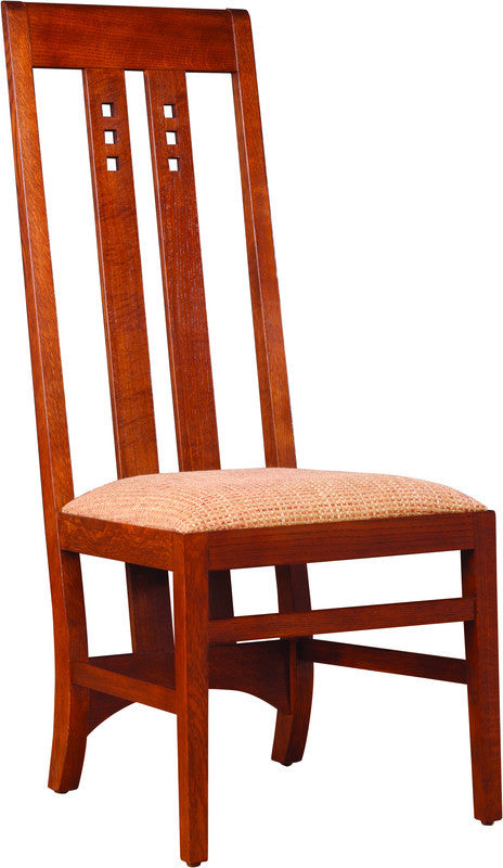 Wooden chair with a woven seat on a white background
