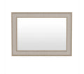 Rectangular mirror with a beige frame on a white background