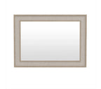 Rectangular mirror with a beige frame on a white background