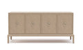 Beige sideboard with four doors on a white background