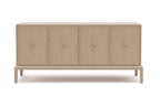 Beige sideboard with four doors on a white background