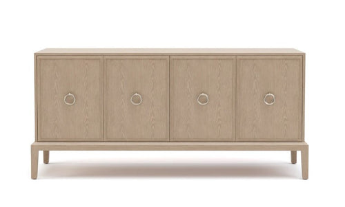 Beige sideboard with four doors on a white background