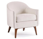 Beige armchair with wooden legs on a white background