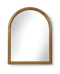 Arched mirror with a gold frame on a white background