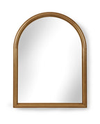 Arched mirror with a gold frame on a white background