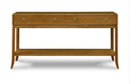 Wooden console table with drawers on a white background