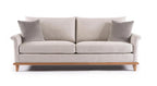 Light gray sofa with wooden legs on a white background