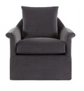 Gray armchair with a matching pillow on a white background
