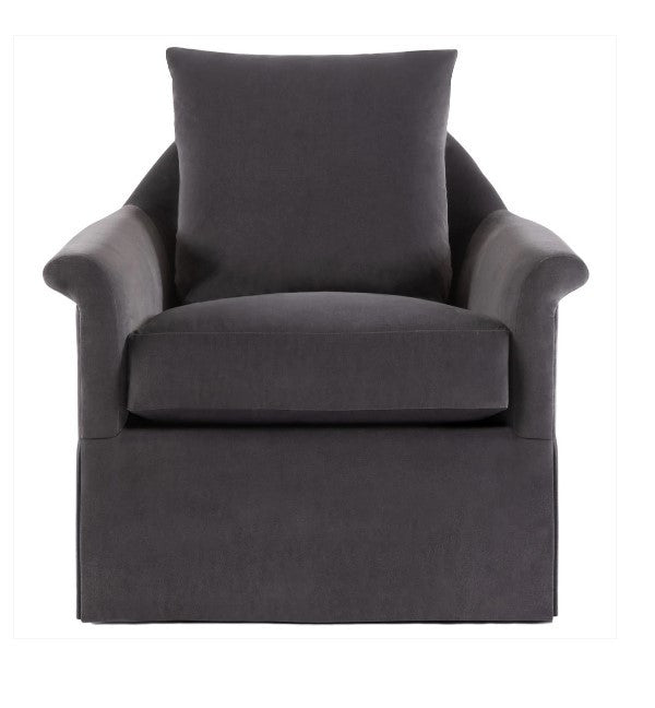Gray armchair with a matching pillow on a white background