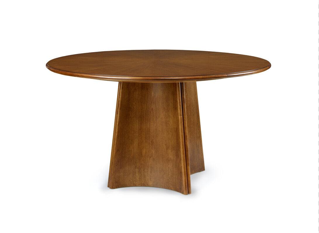 Wooden round table on a white background