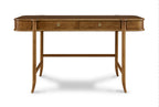 Wooden desk with two drawers on a white background