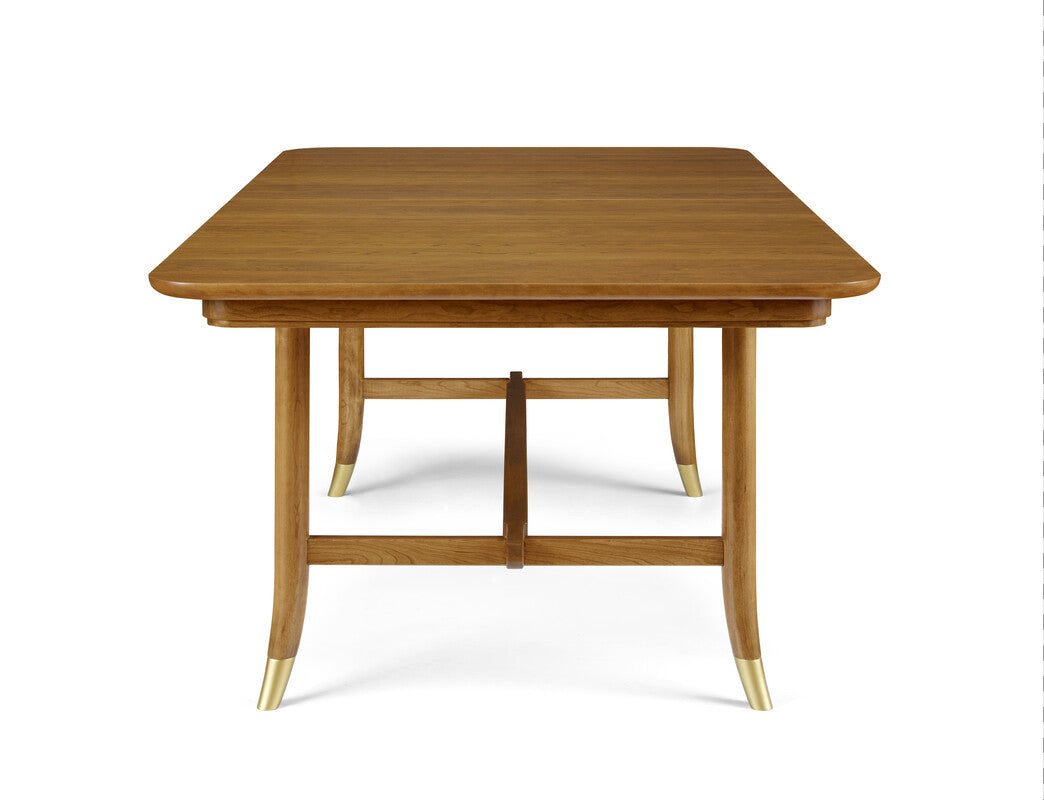 Wooden dining table on a white background