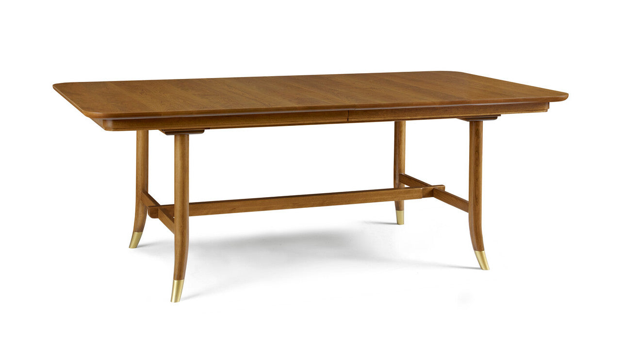 Wooden dining table on a white background