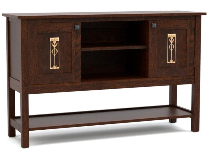 White Oak sideboard with decorative meadowflower panels.