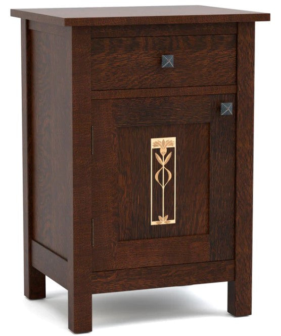 Meadowflower nightstand with a decorative panel.
