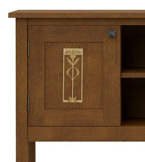 White Oak sideboard with decorative meadowflower panels.