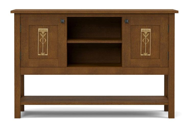 White Oak sideboard with decorative meadowflower panels.