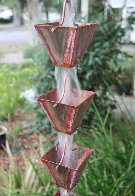 Medium Square Cups Copper Rain Chain