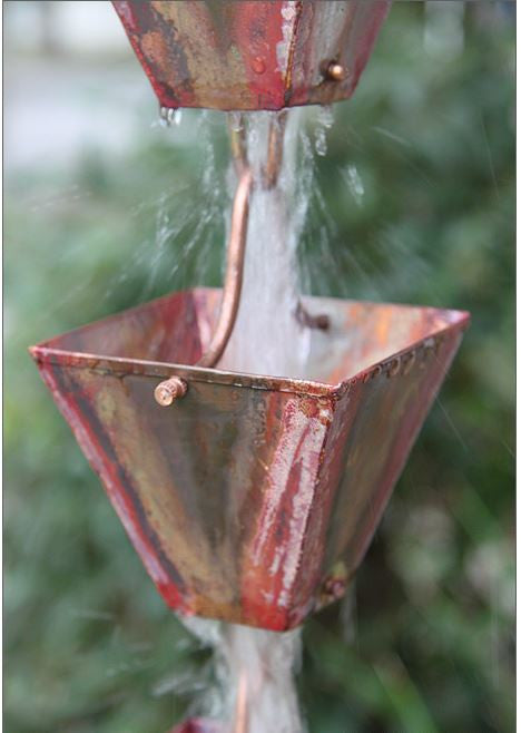 Medium Square Cups Copper Rain Chain