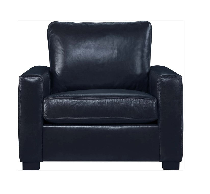 Black leather armchair on a white background