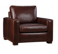 Brown leather armchair on a white background