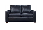 Black leather sofa on a white background