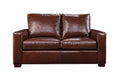 Brown leather sofa on a white background
