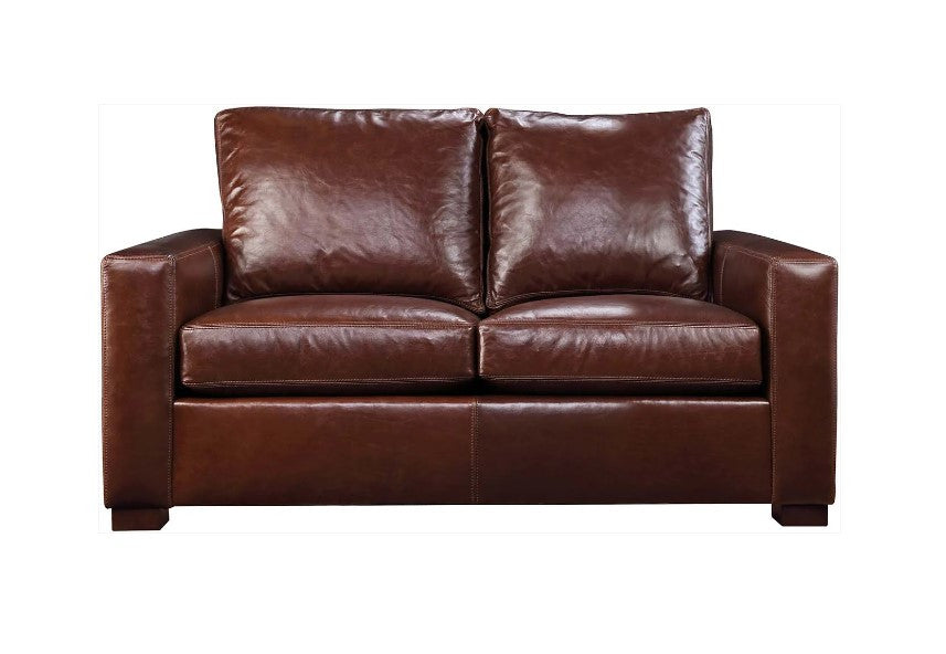 Brown leather sofa on a white background