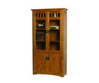 Mission Class D Bookcase with Glass Top Doors and Wood Bottom Doors