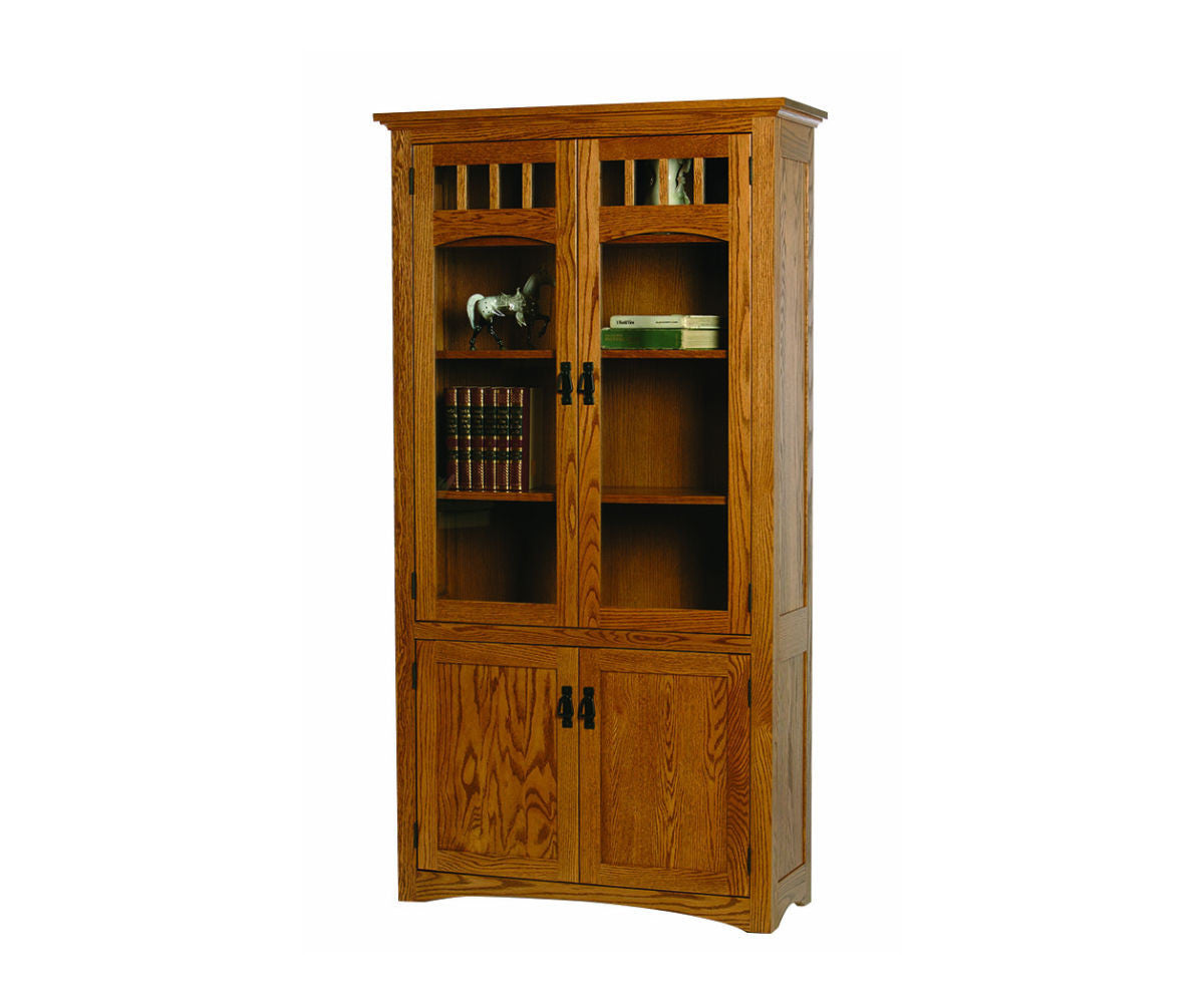 Mission Class D Bookcase with Glass Top Doors and Wood Bottom Doors