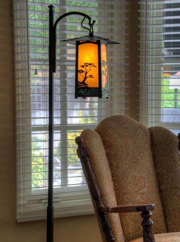 Cobblestone Monterey Cypress  Hook Arm Floor Lamp