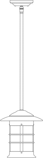 Line drawing of a hanging stem hung pendant