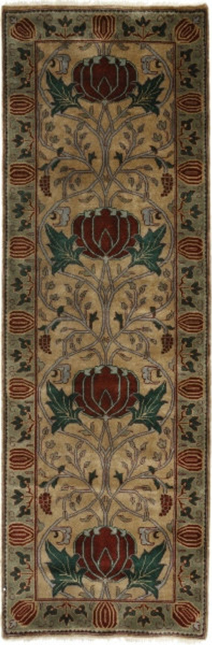 Oak Park Gold Hand-Knotted Wool Rug PC-7B – Runner Size View