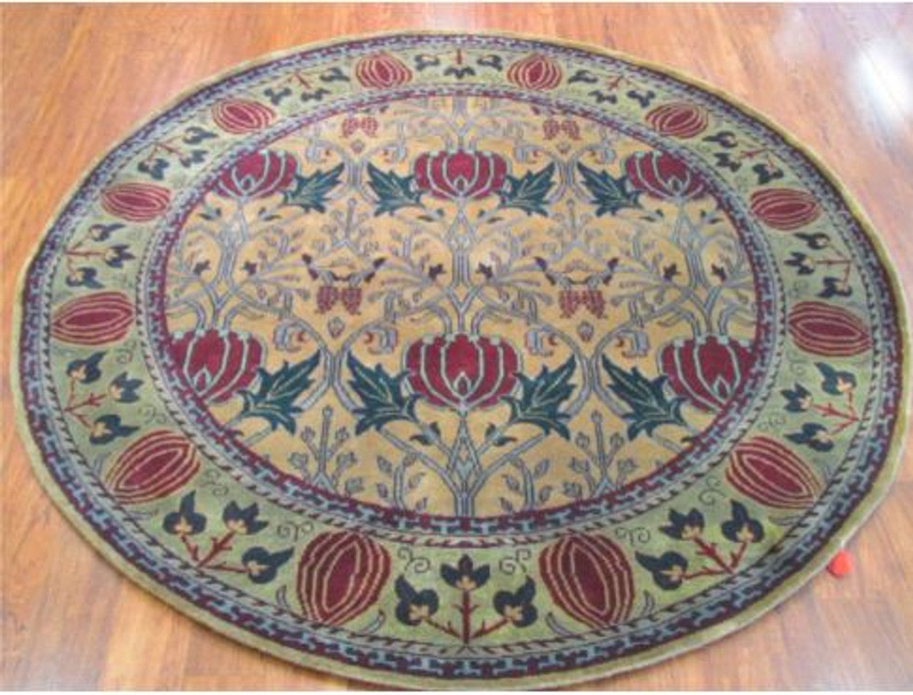 Oak Park Gold Hand-Knotted Wool Rug PC-7B – Round Shape View