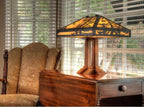 Limbert Double Pedestal Lamp with Old Faithful Inn Shade