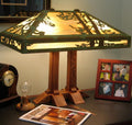 Limbert Double Pedestal Lamp with Old Faithful Inn Shade