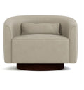 Beige armchair with a brown base on a white background