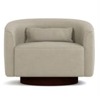Beige armchair with a brown base on a white background