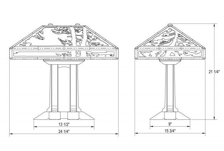 Limbert Double Pedestal Lamp with Old Faithful Inn Shade