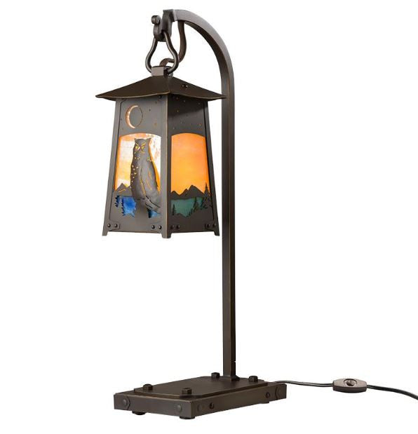 Baldwin Great Horned Owl  Hook Arm Table Lamp