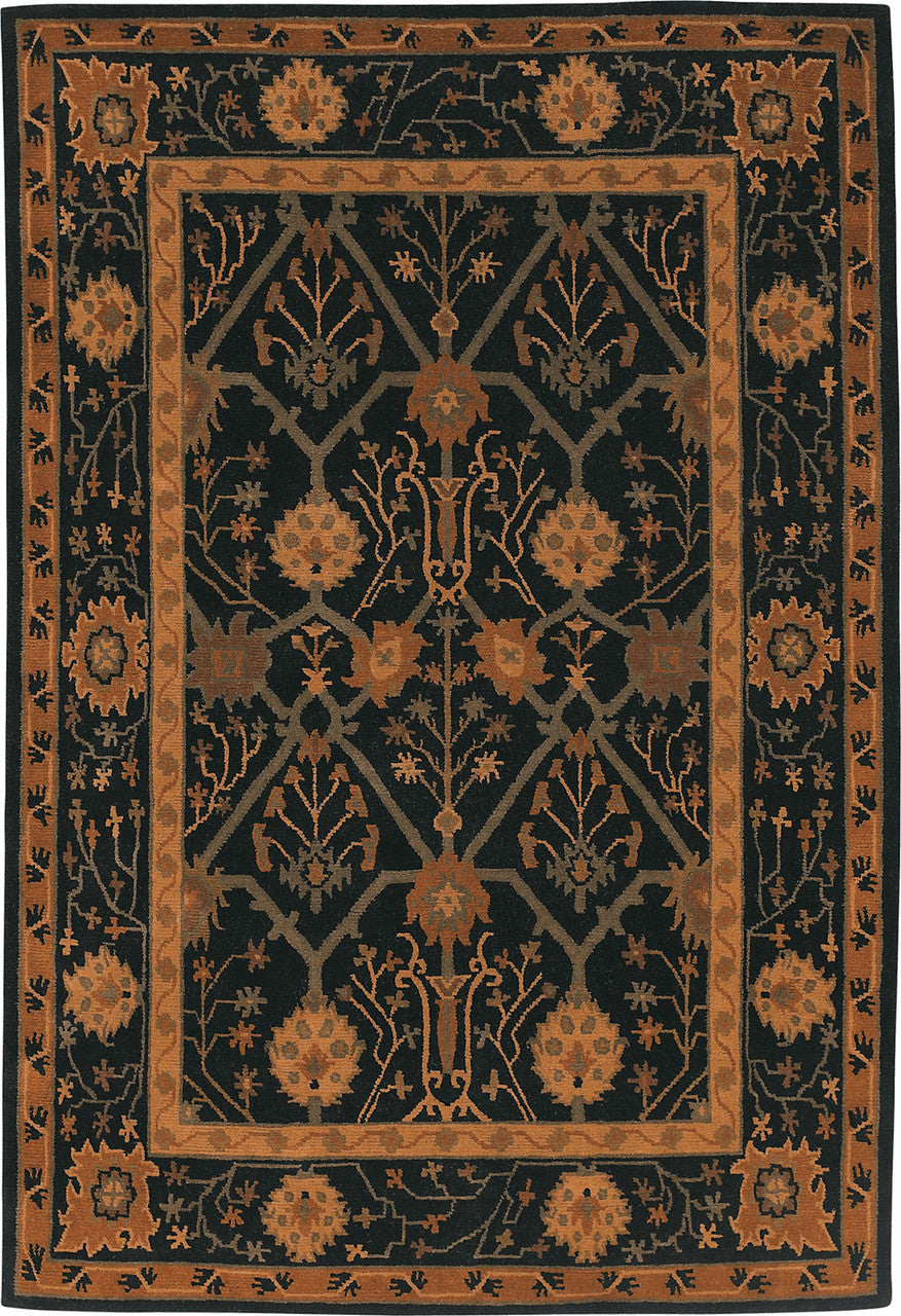 Craftsman Palmette Trellis Black Rug