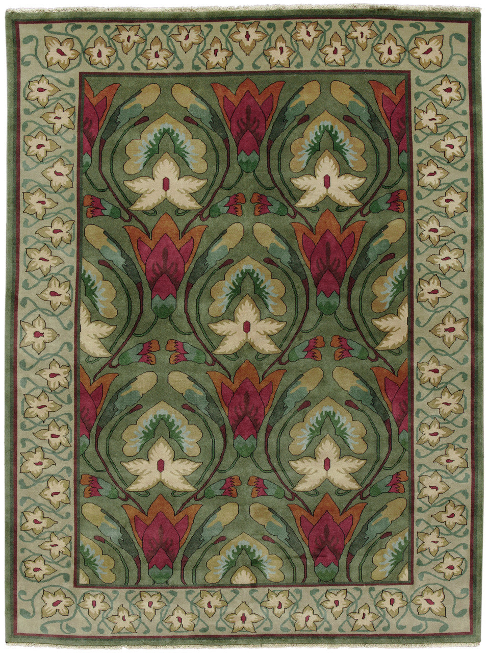 Stephanotis Flower Hand-Knotted Wool Rug PC-4A – 8x10 Full View