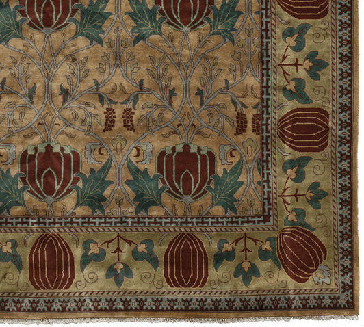 Oak Park Gold Hand-Knotted Wool Rug PC-7B – Full Rug View