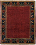 Oak Park Mahogany Border Hand Knotted Wood Rug | PC-7C