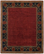 Oak Park Mahogany Border Hand Knotted Wood Rug | PC-7C