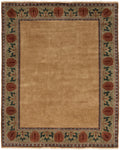 Oak Park Gold Border Hand-Knotted Wool Rug PC-7D – Full Rug View